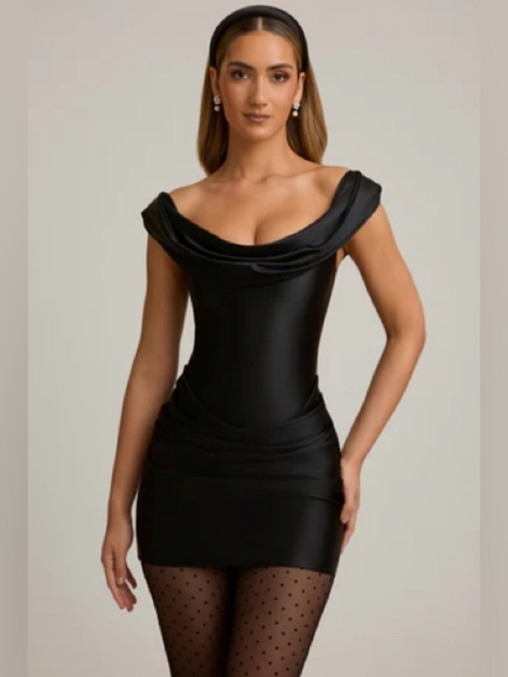 Oh Polly Satin Draped Off-Shoulder Bodycon mini Dress Sz 0 $88 NWT Maeve